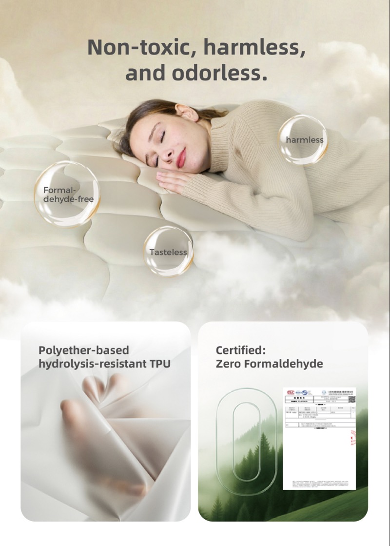 TPU vs PVC material comparison showing molecular structure difference in inflatable mattress materials