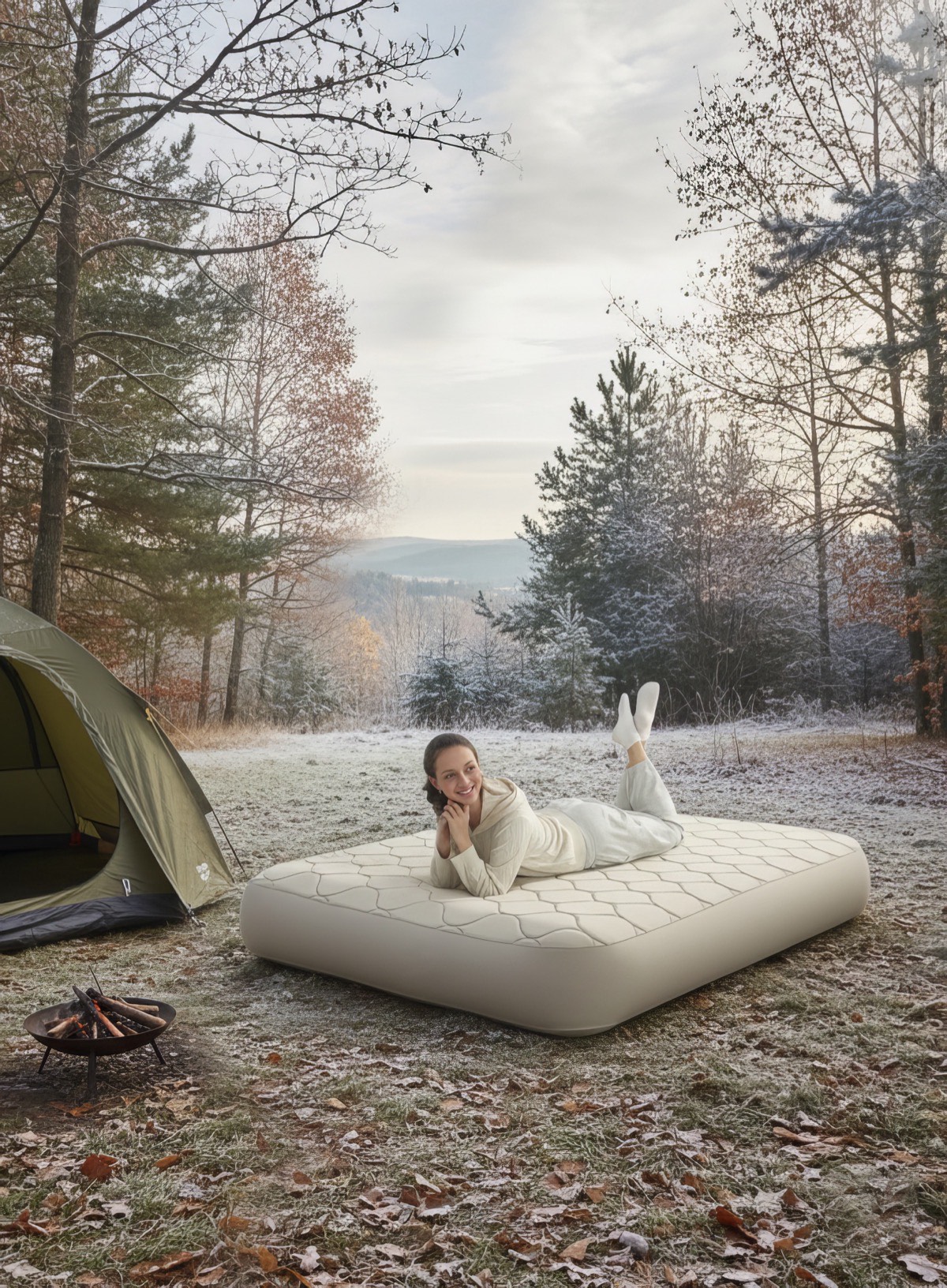 Samtopia TPU 20cm camping mattress showing drop-stitch construction for even support